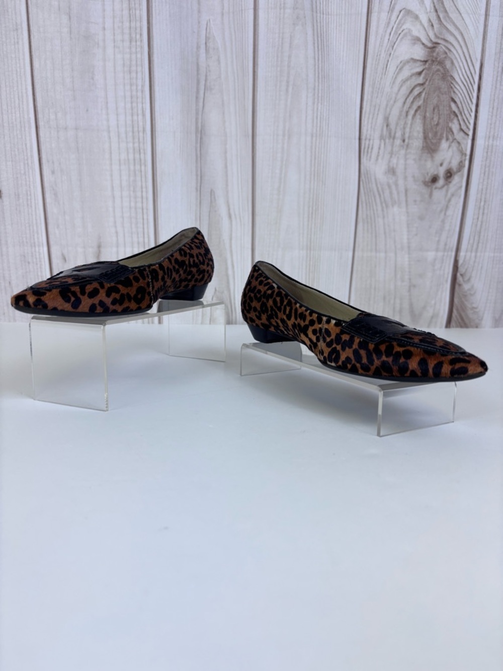Talbots Leopard Print Calf Hair Flats Pointed Toe Dressy Shoe Brown Black Sz 8.5 - Picture 5 of 16
